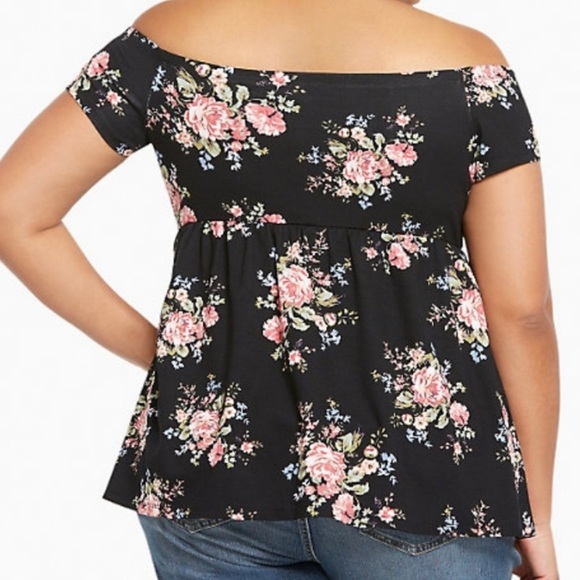 Torrid Floral Off the Shoulder Babydoll Top - Picture 2 of 5